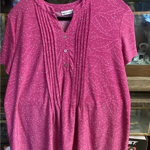 Croft & Barrow Pink Buttoned Mandarin Collar Blouse